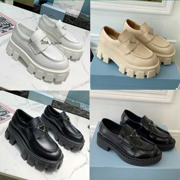 

designer shoes soft cowhide loafers men women rubber platform sneakers black shiny leather chunky round head sneaker thick bottom shoe size