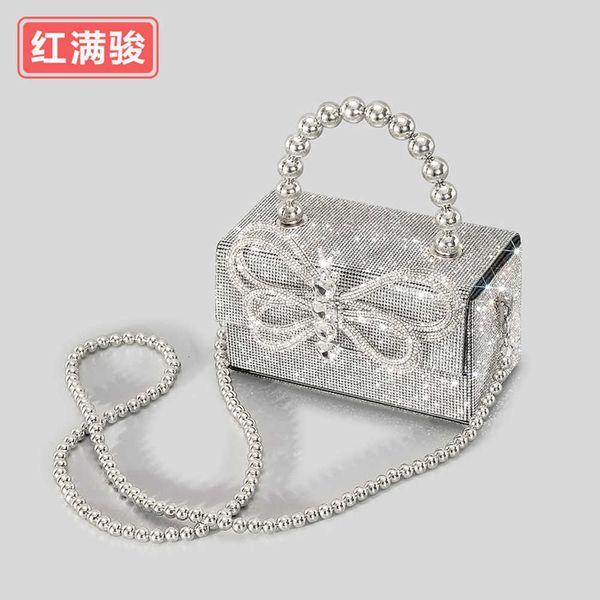 

new full diamond bowknot rhinestone bag women's small group brilliant diamond set dinner bag premium flap portable crossbody bag 230406