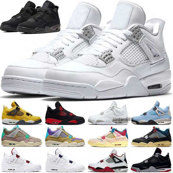

jumpman 4 men basketball shoes 4s red thunder lightning white oreo university blue black cat pure money bred mens trainers sports sneakers s
