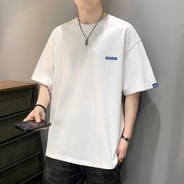 

men's t-shirt sleeved short summer new simple youth fashion brand loose top, White;black