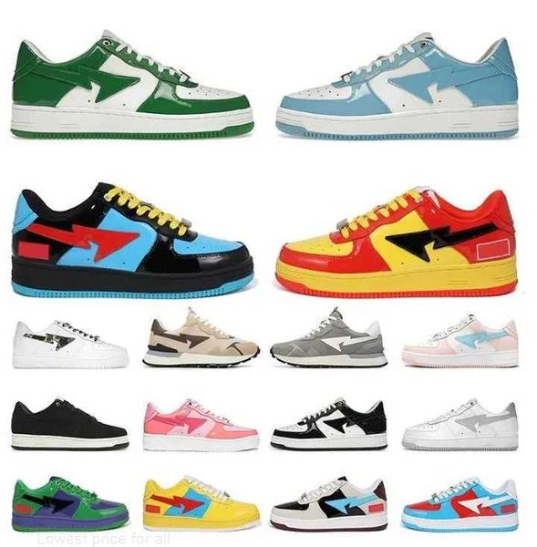 

2023sk 8 bapestas baped designer casual shoes platform sneakers bapesta sk8 sta patent leather green black white plate-forme for men women t