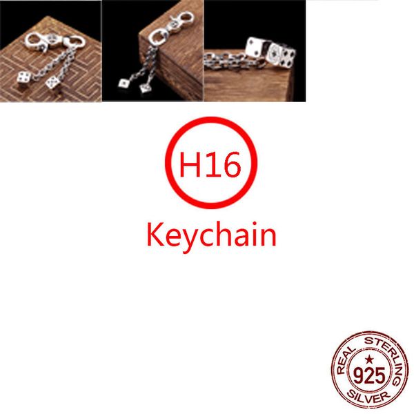 

h16 s925 sterling silver keychain fashion car keychain bag buckle cross flower letter pendant personalized punk hip hop jewelry style gift f, Slivery;golden