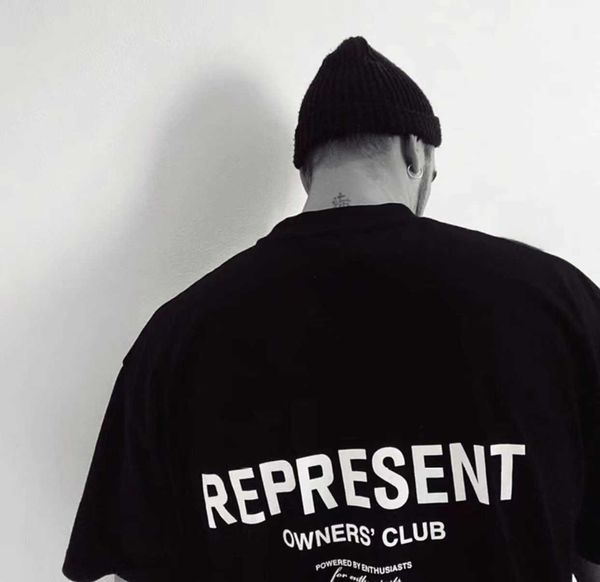 

men's t-shirts represent represent rep washable vintage fashion high street short sleeve fog fashion brand loose t-shirt for men summer, White;black