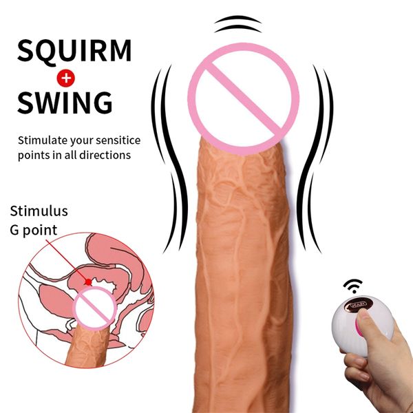 

fabric wireless remote control heating telescopic swing dildo toys anal huge penis female masturbation silicone vibrator for doll realistic, Black;white