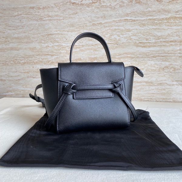 

10a highest quality brand tote bag women shoulder bags real leather handbags luxury designers granulated calfskin belt pico mini 21cm handba, Black;red