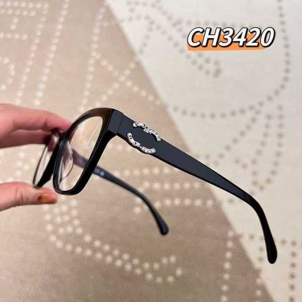 

2023 fashion designer new sunglasses 23 type glasses mirror diamond inlaid large frame anti blue light myopia, White;black