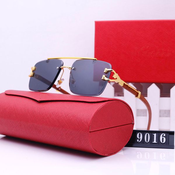 

Fashion carti Designer Cool sunglasses Vintage wooden frames woow eyewear gold engraved decorative metal buckle womens rimless low profile classic mens eco