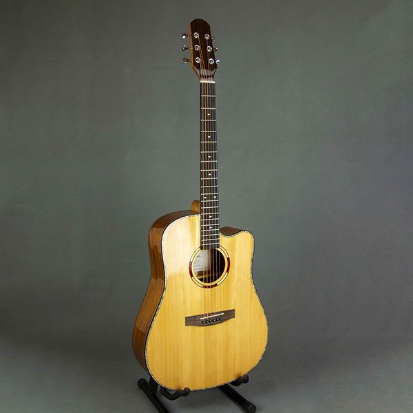 

41inch solid spruce burlywood front cutaway folk guitar burlywood acoustic guitar instrument