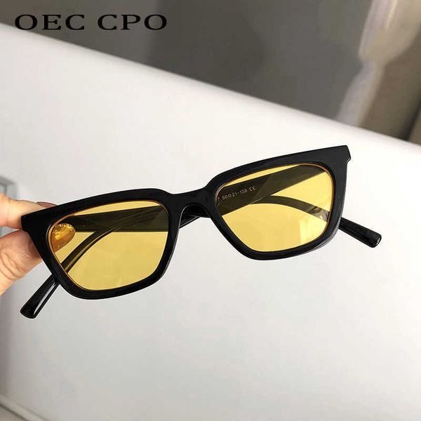 

sunglasses oec cpo lady vintage small square sunglasses women brand clear yellow lens punk sun glasses female eyeglasses uv400 goggles p2304, White;black