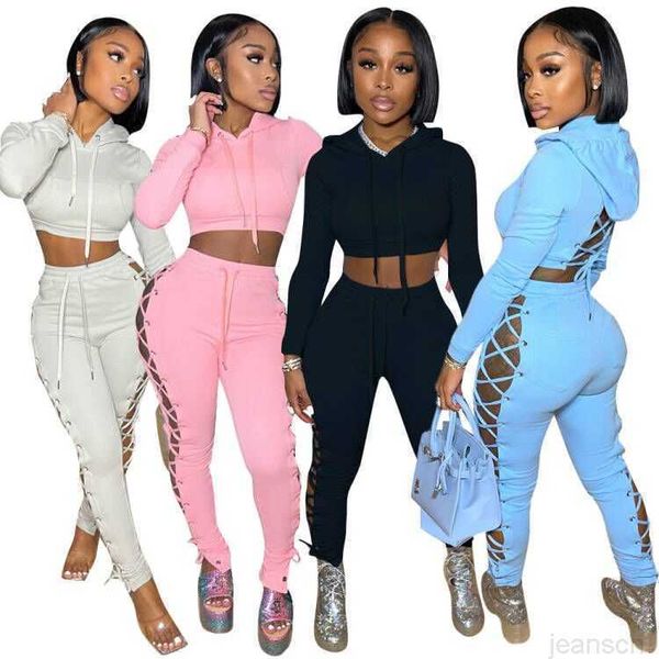 

designer autumn and winter women's sportswear, sportswear, solid color set, long sleeved hooded short pants, tie up, two piece set, ex, Gray