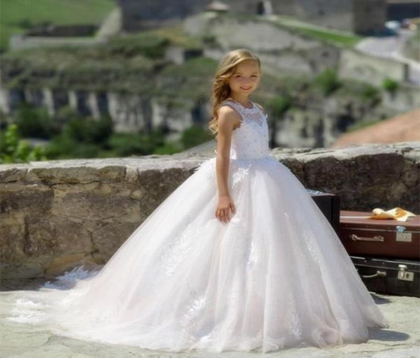 

short sleeve mermaid flower girl dresses sheer neck lace appliqued tiered skirts corset back kids formal wear9409769, White;blue
