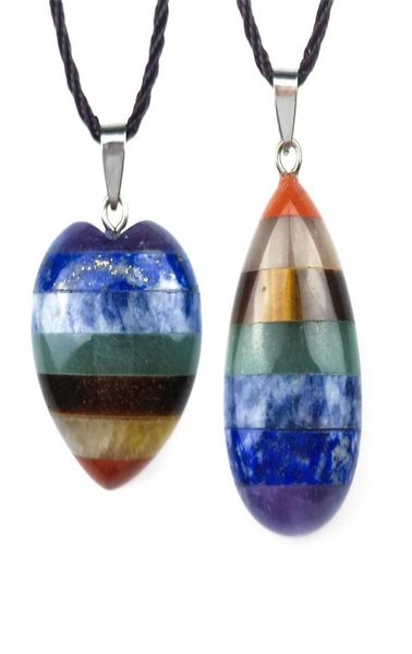 

chakela pendants natural crystal energy stone peach heart shaped water drop splicing necklace 7chakra women jewelryf ashion 13 5qp5917021, Silver