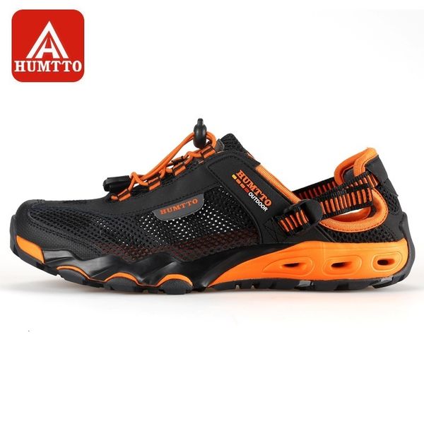 

water shoes humtto mens upstream outdoor trekking wading aqua breathable mesh quick drying waterproof sneakers big size hiking 230406, Black