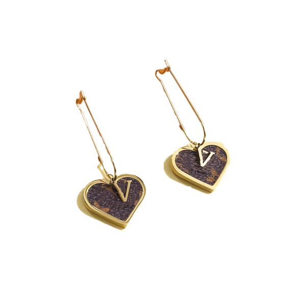 

heart designer chandelier earrings for women stamp dangle leather brand 18k gold plated letters fashion women temperament earring wedding je, Silver