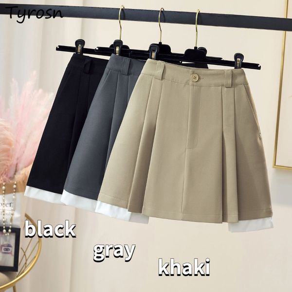 

skirts skirts women patchwork design prep style full matching pleated personalized street clothing summer student mini faldas fashion ulzzan, Black