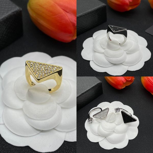 

luxury designer 925 sterling silver ring classic womens p triangle ring mens print ring adjustable size couple engagement jewelry