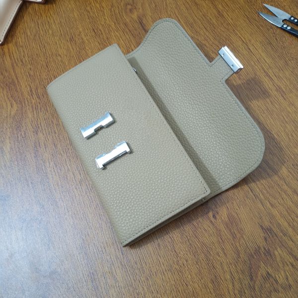

wholesale elegant genuine leather lady wallets fashion long purse card holder grey color designer handbag, Red;black