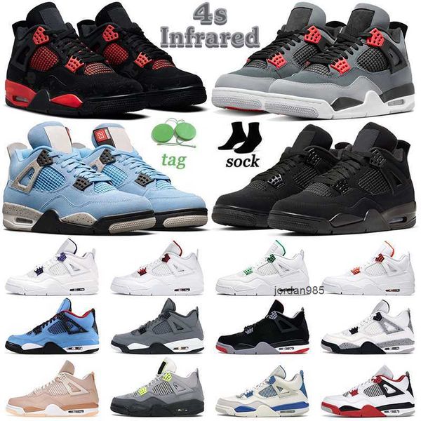

4 4s jumpman basketball shoes for men women infrared fire red thunder black cat bred motosports university blue mens trainers sports sneaker