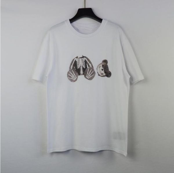 

men womens t shirt designer casual bear print t shirts couples fashion streetwear tees size s-xl, White;black
