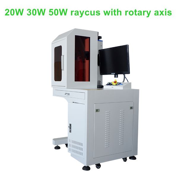 

half cover fiber laser marking machine rotary axis included 20w 30w 50w for metal plastic jewelry