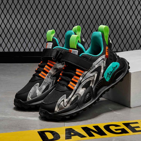 

athletic outdoor kids sport shoes for boys running sneakers casual sneaker breathable children's fashion shoes spring autumn platform l, Black