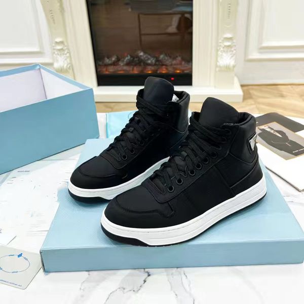 

whoelsale nylon leather technical sneaker men women shoes fabric re-nylon chunky rubber casual walking discount trainer 35-45 08, Black