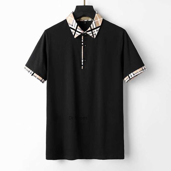 

new designer men's t-shirts fashion casual high-grade 100% cotton breathable wrinkle resistant slim commercial clothing street lapel sh, White;black