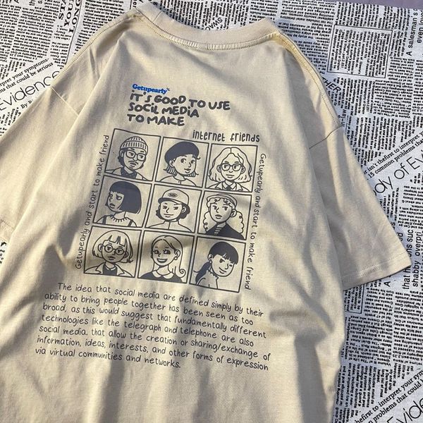 

women's tshirt character personality letter printing tee aesthetic shortsleeved tshirt summer loose oversize y2k 230406, White
