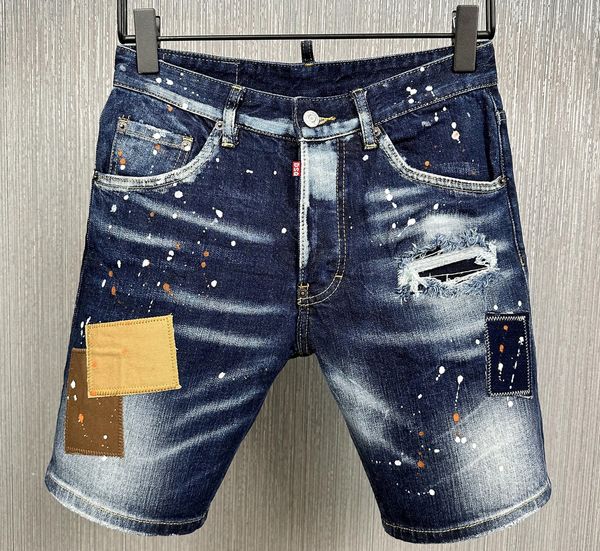 

dsq2 men's jeans short luxury designer summer jeans skinny ripped cool guy causal hole denim dsq fit jeans washed short pant d10, Blue