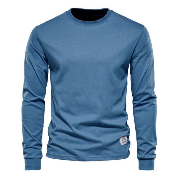 

men's t-shirts aiopeson solid color cotton t shirt men casual o-neck long sleeved mens tshirts spring autumn basic t-shirt male 230406, White;black