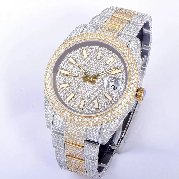 

mens watch automatic mechanical watches 41mm with diamond-studded steel women fashion business wristwatches bracelet montre de luxe, Slivery;brown
