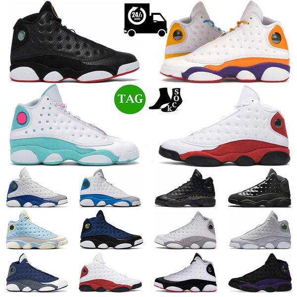 

13 13s men basketball shoes hyper royal french blue island green bred brave blue navy black cat del sol chicago sneakers