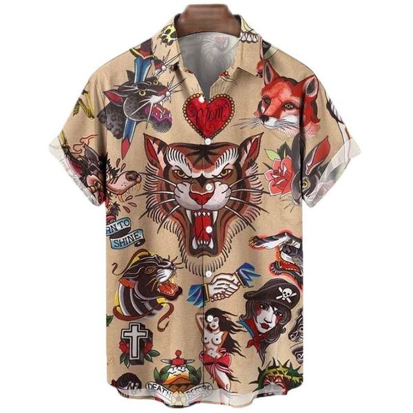 

men's casual shirts animal elements print shirts for men 3d tiger graphic t shirts streetwear fashion trend short sleeve men's sin, White;black