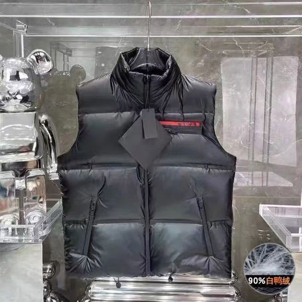 

designer men down jacket hat sleeves are removable waistcoat puffer jackets white eiderdown filled coat black thickening short detachable pa