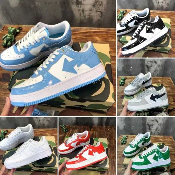 

a bapesta sta sneakers low-sneakers m1 designer leather shoe classic luxury casual shoes fashion ape monkey shape medicom toy camo bathing s, Black