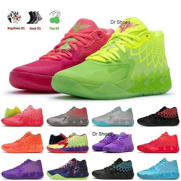 

2023 classic designer mens lamelo 1 ball basketball shoes mb.01 rick and moty rock all blue buzz queen x men tennis sports shoe trainers 40-, Black
