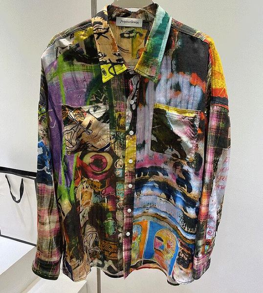 

graffiti long sleeve shirts casual classic, White;black
