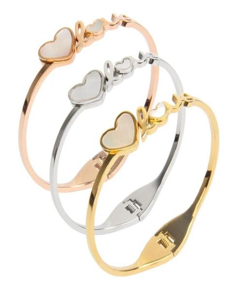

bangle yvv114 titanium steel bracelet female heartshaped love inlaid shell stainless7145793, Black