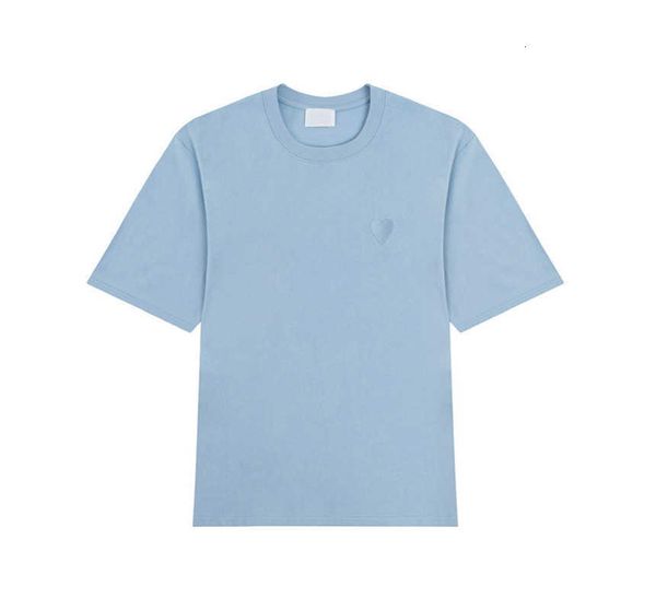 

france paris designer amis t shirt 2023new macarone candy color love embroidery letter a hearts pure cotton short sleeves for men and wome w, White;black