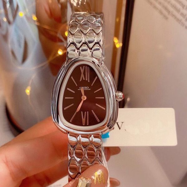 

women snake silver red green black rome quartz sport watch 010, Slivery;brown