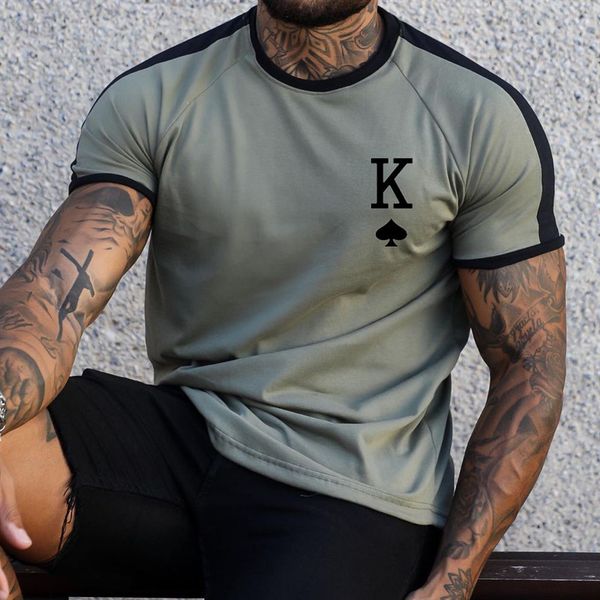 

mens tshirts summer mens striped k tshirt 3d print short sleeve sweatshirt king k spades a pattern harajuku t shirt oversized mens tee 23040, White;black
