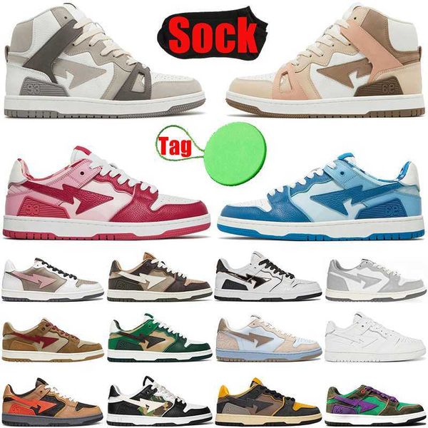 

bapestars sk8 sta low baped designer casual shoes 93 hi high mens womens shoe lows camo blue white grey pink plate-forme luxury trainers spo, Black