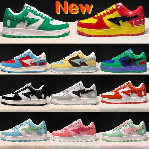 

2023 bapesta sta casual shoes mens sneaker low nigo designer bathing apes comics yellow red grey black pink suede green white abc color camo