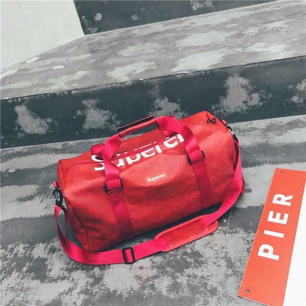 

duffel bags new portable letter business travel bag pu men s and women s sports fitness short distance light storage luggage 230406