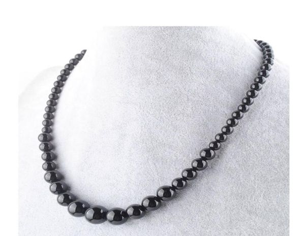 

wojiaer black jades gemstone necklace 614mm graduated round beads women 175 inches strand jewelry f30095051070, Silver