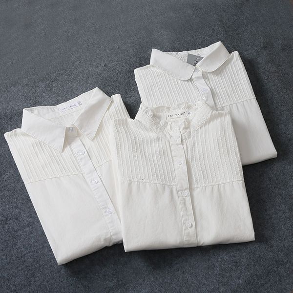 

women's blouses shirts spring and autumn long sleeved white shirt cotton large women's shirt women's elegant office dress xz5