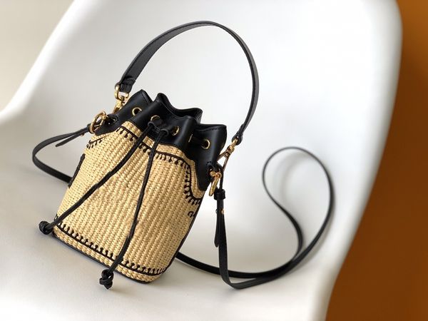 

designer bag woven mini portable bucket bag, european and american retro drawstring single shoulder crossbody bag