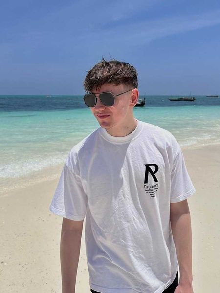 

men's t-shirts represent represent short sleeved niche minimalist letter print fog high street loose fitting couple casual t-shirt amer, White;black