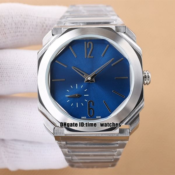 

new octo finissimo 103431 miyota automatic mens watch 41mm blue dial steel case gents fashion sport watches stainless steel bracelet 15 colo, Slivery;brown