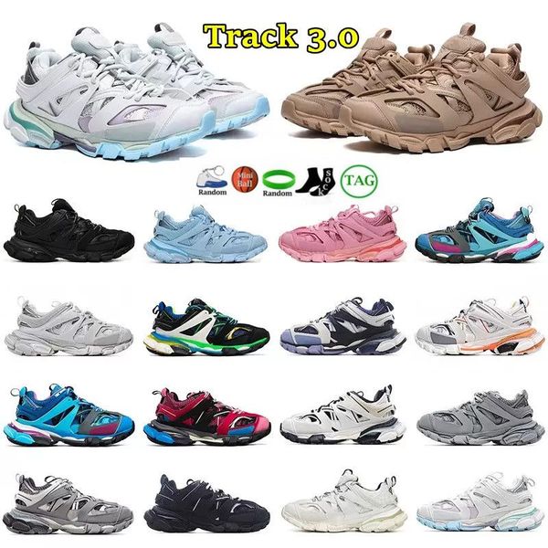 

quality high luxury brand designer casual shoes men women track 3 3.0 triple white black sneakers t.s. gomma leather trainer nylon print gri